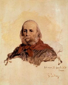 Unite italiano: retrato de Giuseppe Garibaldi (1807-1882), patriota italiano. Trabalho de Gerolamo (Girolamo) Induno (1825-1890) de Gerolamo Induno