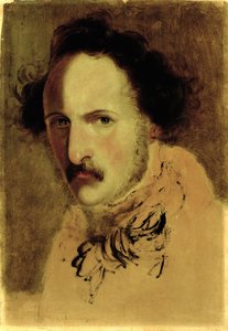 Retrato de Gaetano Donizetti (1797-1848) (óleo sobre papel sobre tela) de Gerolamo Induno