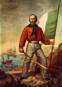 Retrato de Giuseppe Garibaldi (1807-1882) durante o desembarque de Thousand em Marsala