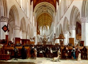 Interior de uma igreja. Pintura de Gerrit Berckheyde (1638-1698), pintor holandês. Londres, Galeria Narional de Gerrit Adriaensz Berckheyde