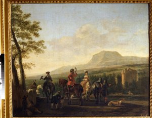 "Falcoaria" (Falconry) Pintura de Gerrit Adriaensz Berckheyde (1638-1698) Museu Pushkin do século XVII Moscovo de Gerrit Adriaensz Berckheyde