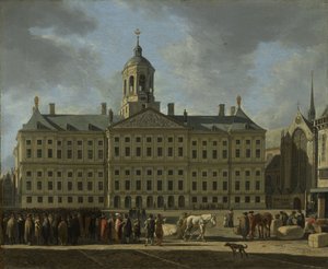 A, corredor cidade, ligado, represa, quadrado, amsterdão, 1672