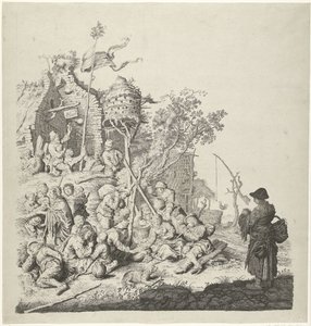 Grupo de Roma em uma pousada com um pombal de Gerrit Adriaensz. de Heer
