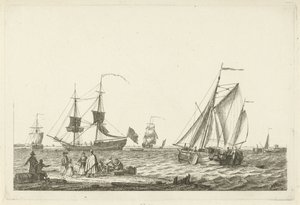 Vista do rio
Vários barcos sobre as ondas (título da série) de Gerrit Groenewegen