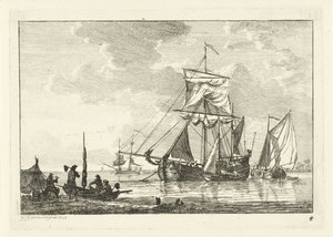 Quatro veleiros em águas paradas Vários navios na água (título da série)