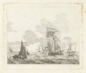 Navios à vela em águas turbulentas Seascapes com navios (título da série) de Gerrit Groenewegen
