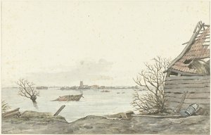 Vista do Ransdorp inundado, fevereiro de 1825 de Gerrit Lamberts