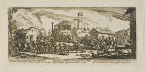 Pilhagem e incêndio de uma aldeia, prato sete de As grandes misérias da guerra