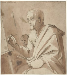 Pintor em frente ao seu cavalete de Gerrit Pietersz. Sweelink