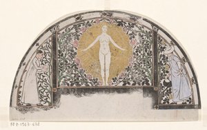 Desenho para a moldura de um calendário para 1901 com mulheres e flores de Gerrit Willem Dijsselhof