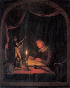Jovem artista esboçar de Gerrit Dou