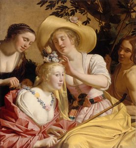 Uma Pastora Adornada com Flores de Gerrit van Honthorst