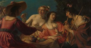 Pastor a tocar flauta de Gerrit van Honthorst
