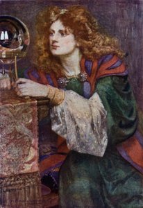 Britomart espies the Mirror (cor litho) de Gertrude E. Demain (after) Hammond
