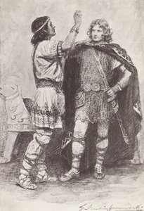 Ilustração para A história de Hereward, o campeão de Inglaterra (litografia) de Gertrude E. Demain (after) Hammond
