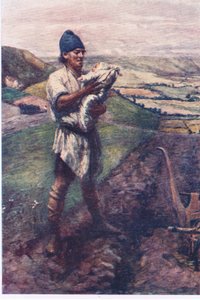 "Num sulco no campo o lavrador encontrou-te", Histórias da Rainha das Fadas publicadas por George Harrap and Company de Gertrude E. Demain (after) Hammond