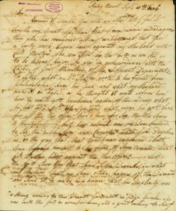Carta assinada por Gertrude Joan Senf, Rocky Mount, a Thomas Jefferson, 11 de Setembro de 1806 de Gertrude Joan Senf