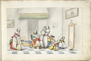 Quarto infantil com três mulheres e crianças de Gesina ter Borch (signed by artist)