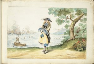 Moses ter Borch na costa inglesa de Gesina ter Borch (signed by artist)