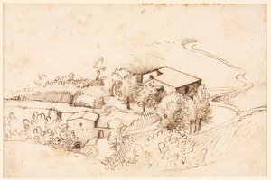Quinta com Árvores em Paisagem Acidentada Verso, 1567. de Gherardo Cibo