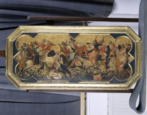 Cena de batalha com cavaleiros orientais, c.1425 (têmpera sobre madeira de choupo)