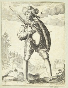 Soldado armado com espada e escudo de Gheyn, Jacques II de