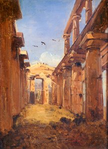 A Basílica de Paestum 1845-1848 (óleo sobre tela) de Giacinto Gigante