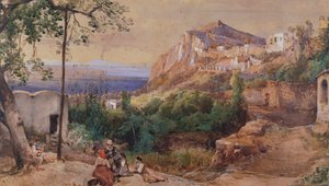 Vista de Capri (aquarela e tempera) de Giacinto Gigante