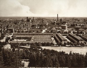 Panorama da cidade de Bolonha: vista de San Michele em Bosco.