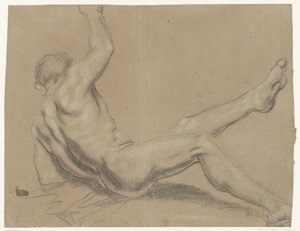 Estudo de um nu masculino caindo de Giacomo Cavedone (possibly)