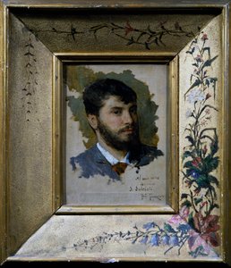 Auto-retrato com moldura pintada com motivo floral