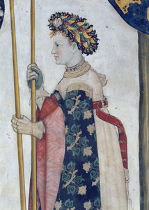 Os nove Worthies e as nove mulheres dignas, detalhe de Semiramis, 1418-30 (afresco)