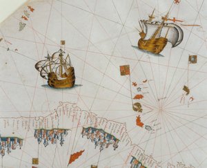Um mapa náutico, detalhe das Ilhas Canárias, 1564