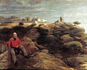 Risorgimento: "O patriota italiano Giuseppe Garibaldi na ilha de Caprera" Pintura de Giacomo Mantegazza (1853-1920) 1867 Milão, Museu Nacional do Risorgimento