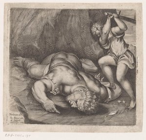 Davi decapita Golias Cenas após afrescos de Pordenone no Santo Stefano em Veneza (título da série) de Giacomo Piccini
