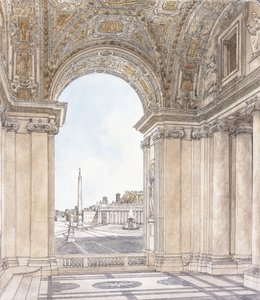 Vista da Piazza San Pietro, em Roma, voltada para o sul a partir do Pórtico da Basílica, antes de 1779