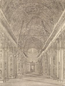 Andaime Erguido para Restauração da Abóbada da Basílica de São Pedro: Visão Geral..., ca. 1773. de Giacomo Sangermano