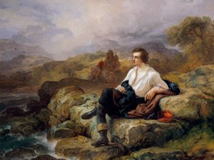 Lord Byron (1788-1824) na costa do mar helénico, por Giacomo Trecourt (1812-1882), óleo sobre tela