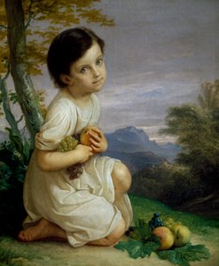 Retrato de Lena Presti com frutas