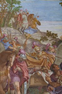 Alexandre o Grande cobrindo o cadáver de Dário com um manto, Salão Principal de Giambattista (1526 78) Zelotti