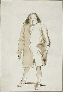 Caricatura de um homem, de corpo inteiro, de frente de Giambattista Tiepolo