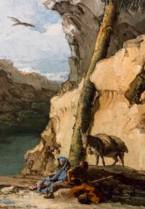 Descansando durante a fuga para o Egito, ca. 1762/70 (óleo sobre tela) de Giambattista & Tiepolo Giandomenico (1727-1804) Tiepolo