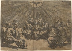 Pentecost de Gian Jacopo Caraglio after Raphael