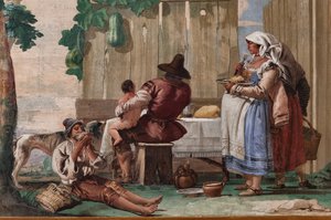 Família Camponesa à Mesa, da Sala de Cenas Rústicas, na Florestaria (Pousada) 1757 (fresco)