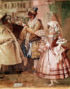 Máscaras Venezianas Detalhe de um fresco de Giandomenico Tiepolo (1727-1804) Vicenza do século XVIII, Villa Valmarana