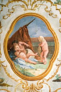 Afresco da Sala Putti, na Foresteria (Guesthouse) 1757 de Giovanni Domenico Tiepolo