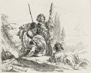 Três soldados e um menino, 1749 de Giovanni Domenico Tiepolo