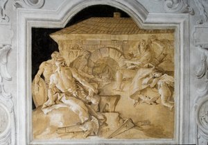 Vulcano em sua forja, da sala da Eneida na Palazzina, 1757 de Giovanni Domenico Tiepolo