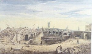 Construção da nova Ponte de Londres junto à antiga Ponte de Londres de Gideon Yates