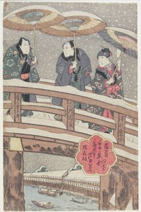 Cena de neve em Osaka South of the River, 1825 (impressão de woodblock de cor)